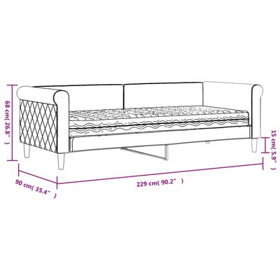 vidaXL Sofá cama con colchón terciopelo verde oscuro 80x200 cm