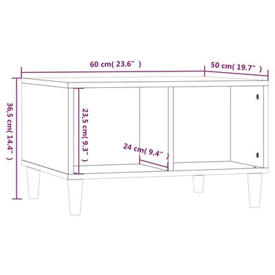 vidaXL Mesa de centro madera contrachapada marrón roble 60x50x36,5 cm