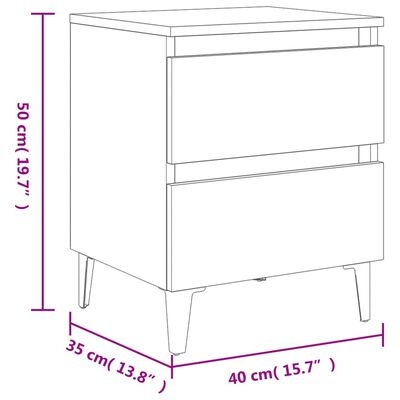 vidaXL Mesita de noche con patas de metal roble ahumado 40x35x50 cm