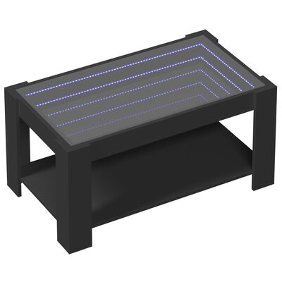 vidaXL Mesa de centro con LED madera de ingeniería negro 93x53x45 cm