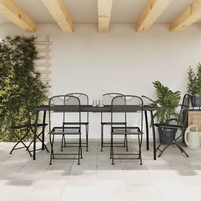 vidaXL Juego de comedor de jardín 7 pzas malla metálica gris antracita