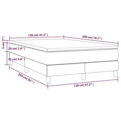 vidaXL Cama box spring con colchón tela color crema 120x200 cm