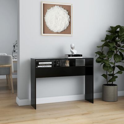 vidaXL Mesa consola madera contrachapada negro 105x30x80 cm