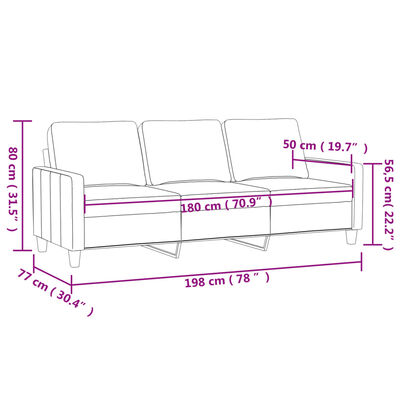 vidaXL Sofá de 3 plazas de tela gris claro 180 cm