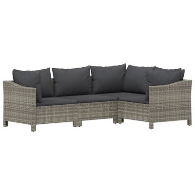 vidaXL Set de muebles de jardín 6 pzas y cojines ratán sintético gris