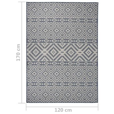 vidaXL Alfombra de exterior de tejido plano rayas azules 120x170 cm