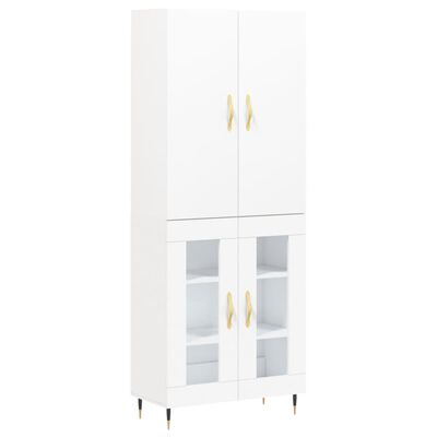 vidaXL Aparador alto madera contrachapada blanco 69,5x34x180 cm