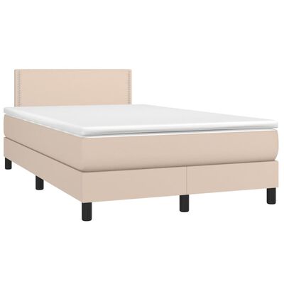 vidaXL Cama box spring con colchón cuero sintético capuchino 120x200cm