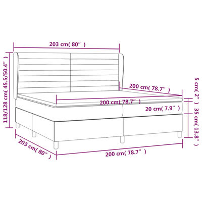 vidaXL Cama box spring con colchón tela negro 200x200 cm