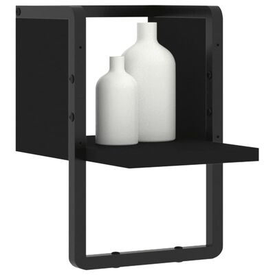 vidaXL Estante de pared con barra negro 20x25x30 cm