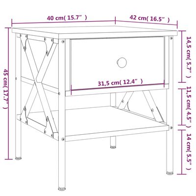 vidaXL Mesita de noche 2 uds madera ingeniería gris Sonoma 40x42x45 cm