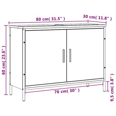 vidaXL Armario lavabo baño madera ingeniería gris Sonoma 80x30x60 cm