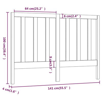 vidaXL Cabecero de cama madera maciza de pino negro 141x4x100 cm