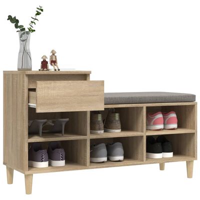 vidaXL Mueble zapatero madera contrachapada roble Sonoma 102x36x60 cm