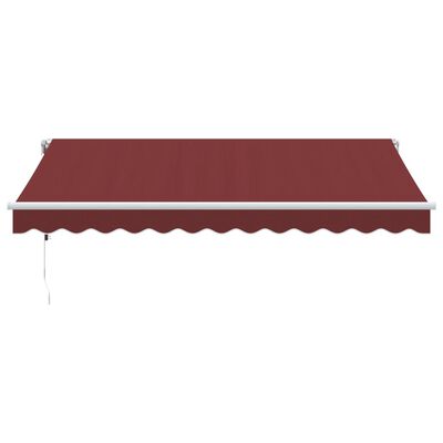 vidaXL Toldo retráctil automático con luces LED burdeos 350x250 cm