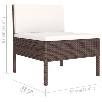 vidaXL Set muebles de jardín 6 piezas y cojines ratán sintético marrón