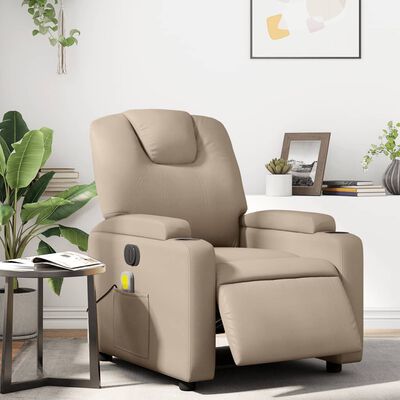 vidaXL Sillón reclinable de masaje eléctrico cuero sintético capuchino