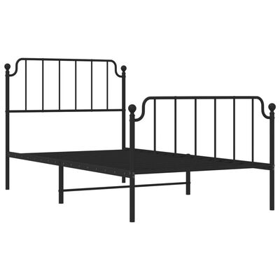 vidaXL Estructura cama sin colchón con estribo metal negro 100x190 cm