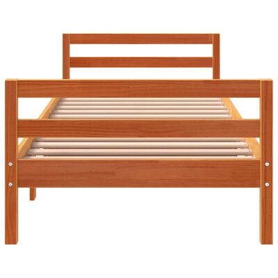 vidaXL Estructura de cama sin colchón madera maciza marrón 75x190 cm