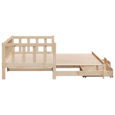 vidaXL Sofá cama nido con cajones madera maciza de pino 90x190 cm