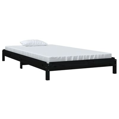 vidaXL Cama apilable de madera pino maciza negro 100x200 cm