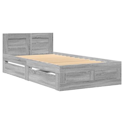 vidaXL Cama con cabecero madera de ingeniería gris Sonoma 100x200 cm