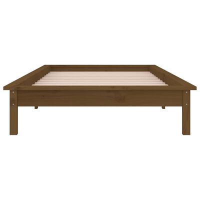 vidaXL Estructura de cama con LED madera maciza marrón miel 100x200 cm