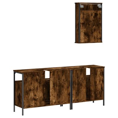 vidaXL Set de muebles baño 3 pzas madera contrachapada roble ahumado