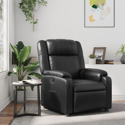 vidaXL Sillón reclinable de cuero sintético negro