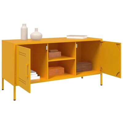 vidaXL Mueble de TV de acero amarillo mostaza 100,5x39x50,5 cm