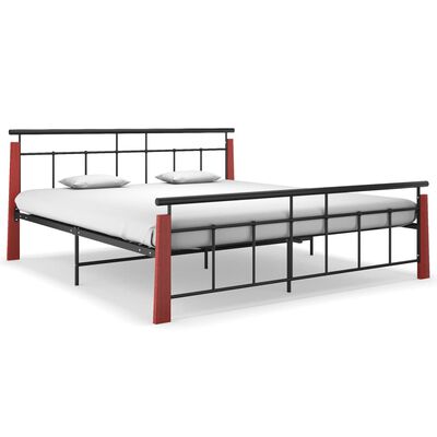 vidaXL Estructura de cama sin colchón metal madera de roble 180x200 cm