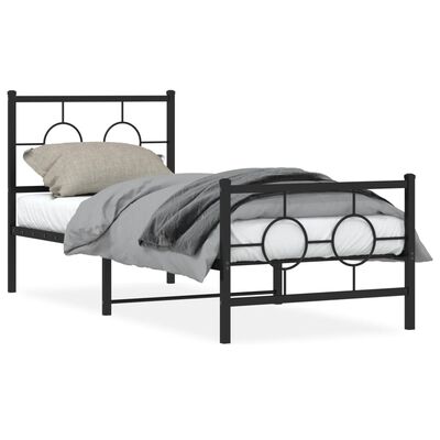 vidaXL Estructura cama sin colchón con estribo metal negro 75x190 cm