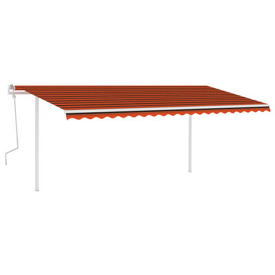 vidaXL Toldo manual retráctil con postes naranja y marrón 5x3 m