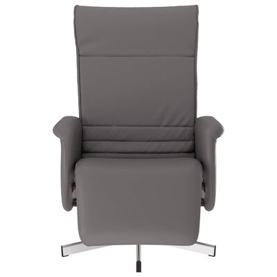 vidaXL Sillón reclinable con reposapiés cuero sintético gris