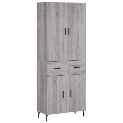 vidaXL Aparador alto madera contrachapada gris sonoma 69,5x34x180 cm