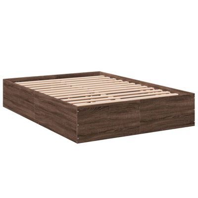 vidaXL Estructura de cama madera de ingeniería marrón roble 135x190 cm