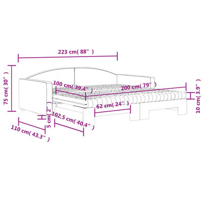 vidaXL Sofá cama nido con colchón tela crema 100x200 cm