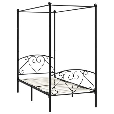 vidaXL Estructura cama con dosel sin colchón metal negro 100x200 cm