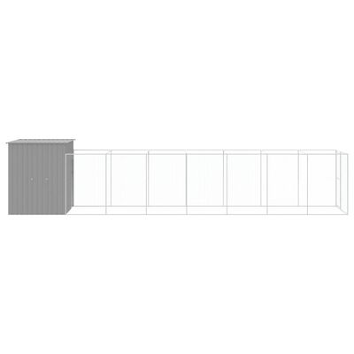 vidaXL Caseta perros corral acero galvanizado gris claro 165x863x181cm