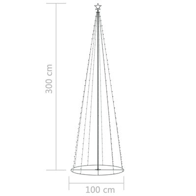 vidaXL Árbol de Navidad forma de cono 330 LEDs de colores 100x300 cm