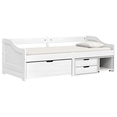 vidaXL Sofá cama con 3 cajones madera maciza pino blanca IRUN 90x200cm