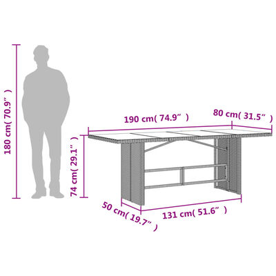 vidaXL Set comedor jardín 7 pzas y cojines ratán sintético gris