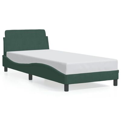 vidaXL Estructura cama con cabecero terciopelo verde oscuro 90x190 cm