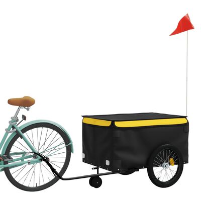 vidaXL Remolque para bicicleta hierro negro y amarillo 45 kg