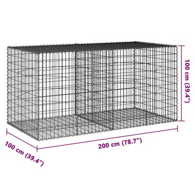 vidaXL Cesta de gaviones con cubierta hierro galvanizado 200x100x100cm