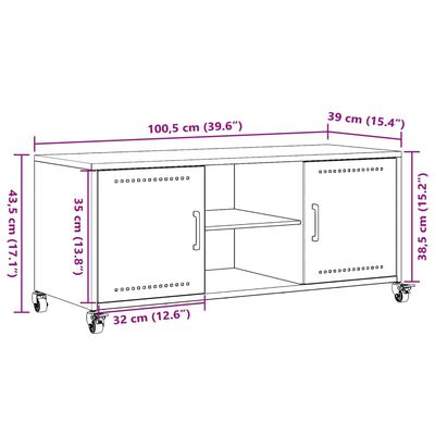 vidaXL Mueble de TV de acero verde oliva 100,5x39x43,5 cm