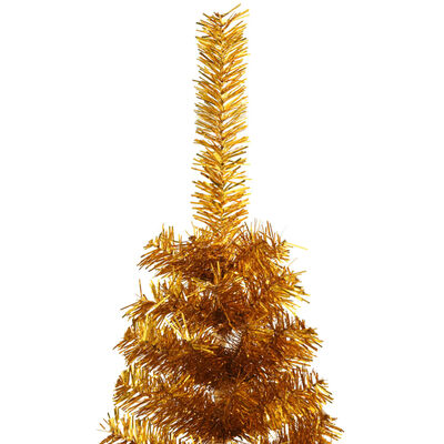 vidaXL Medio árbol de Navidad artificial con soporte PET dorado 120 cm