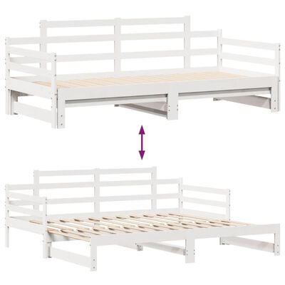 vidaXL Sofá cama nido con cajones madera maciza pino blanca 80x200 cm