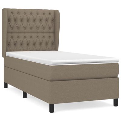 vidaXL Cama box spring con colchón tela gris taupe 90x190 cm