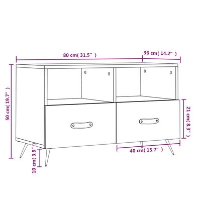 vidaXL Mueble de TV madera de ingeniería gris Sonoma 80x36x50 cm